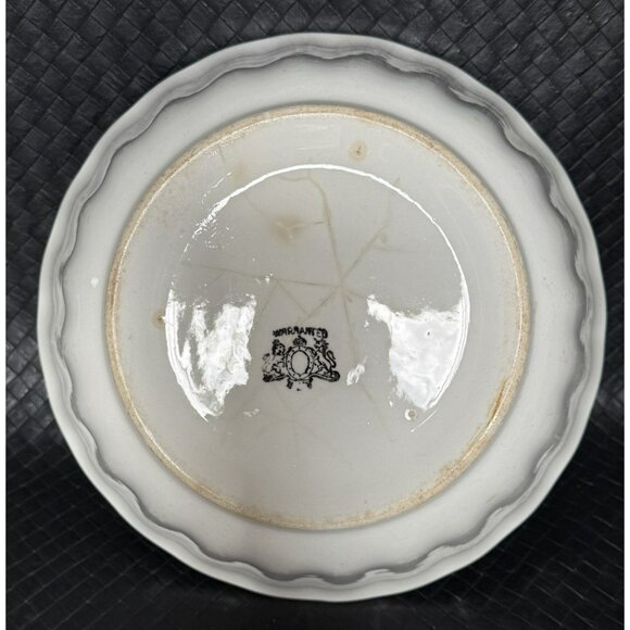 White Ironstone Bowl Late Meakin Wartime Stamp Fluted Edge Lion Unicorn 10 Inch - Picture 8 of 11